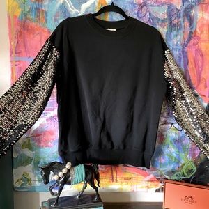 Beautiful Black Fashion L/S Sequin Sleeve Sweatshirt Ladies S Emory Park 😊